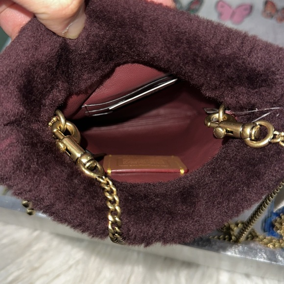 Coach Shearling Mini Drawstring Sangria BNWT $250 - Picture 3 of 5